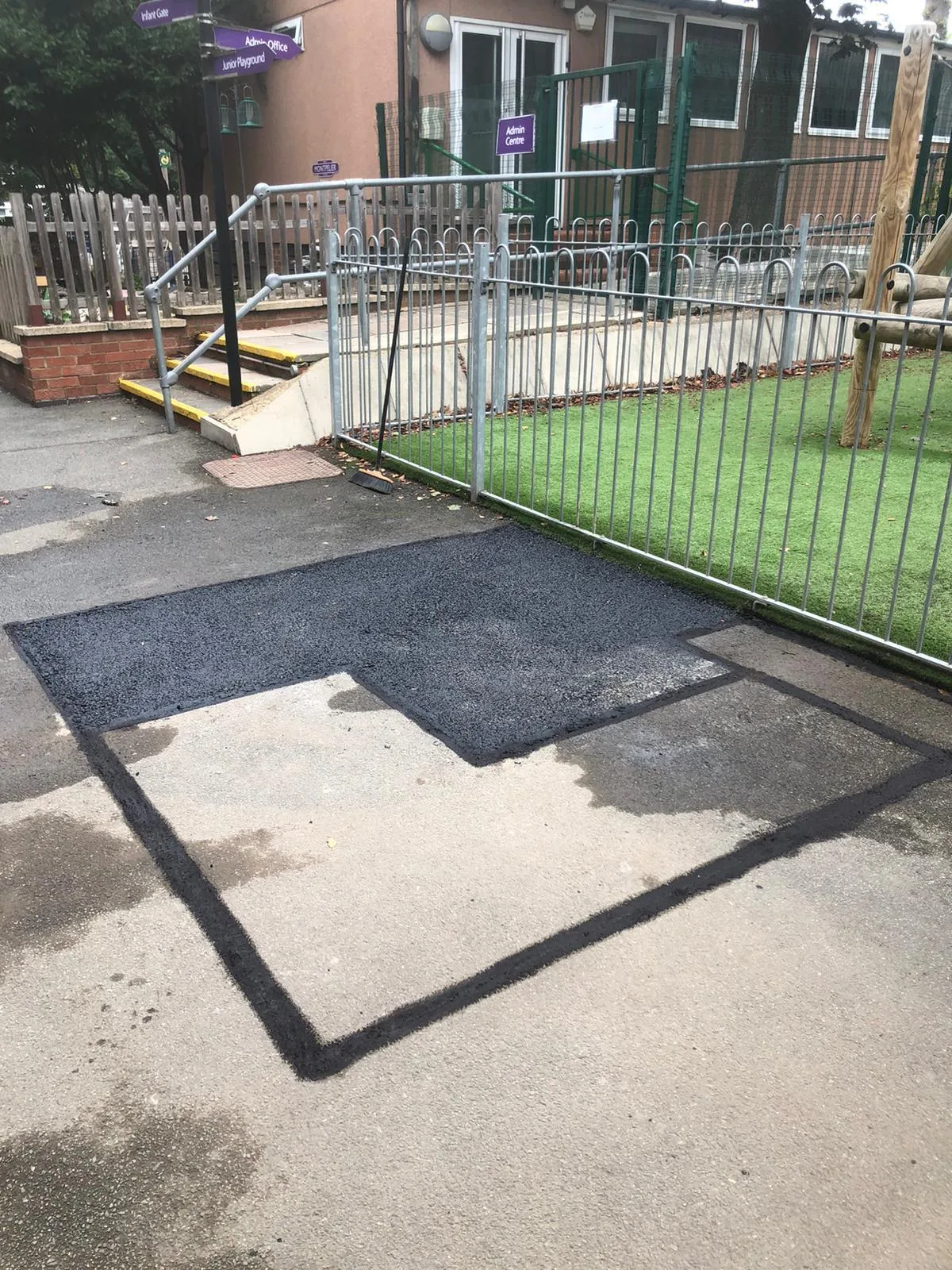 A patch repair completed on a school site beside the playground
