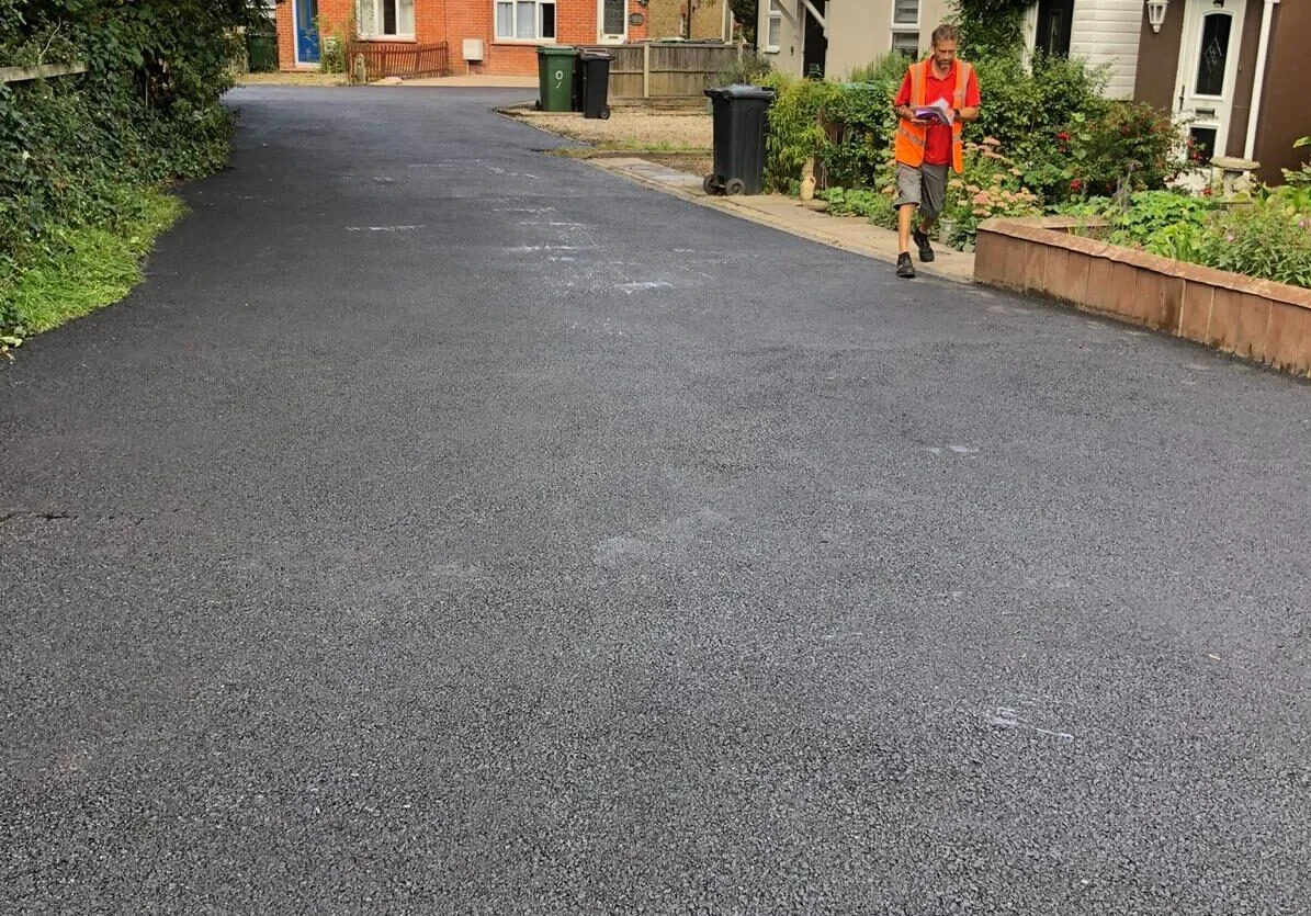 A freshly finished residential driveway