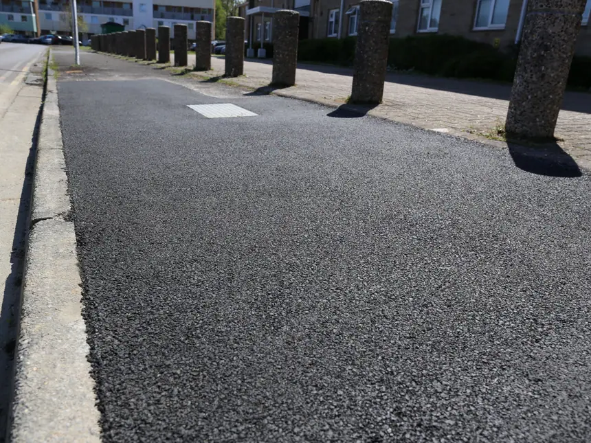 A newly laid tarmac area