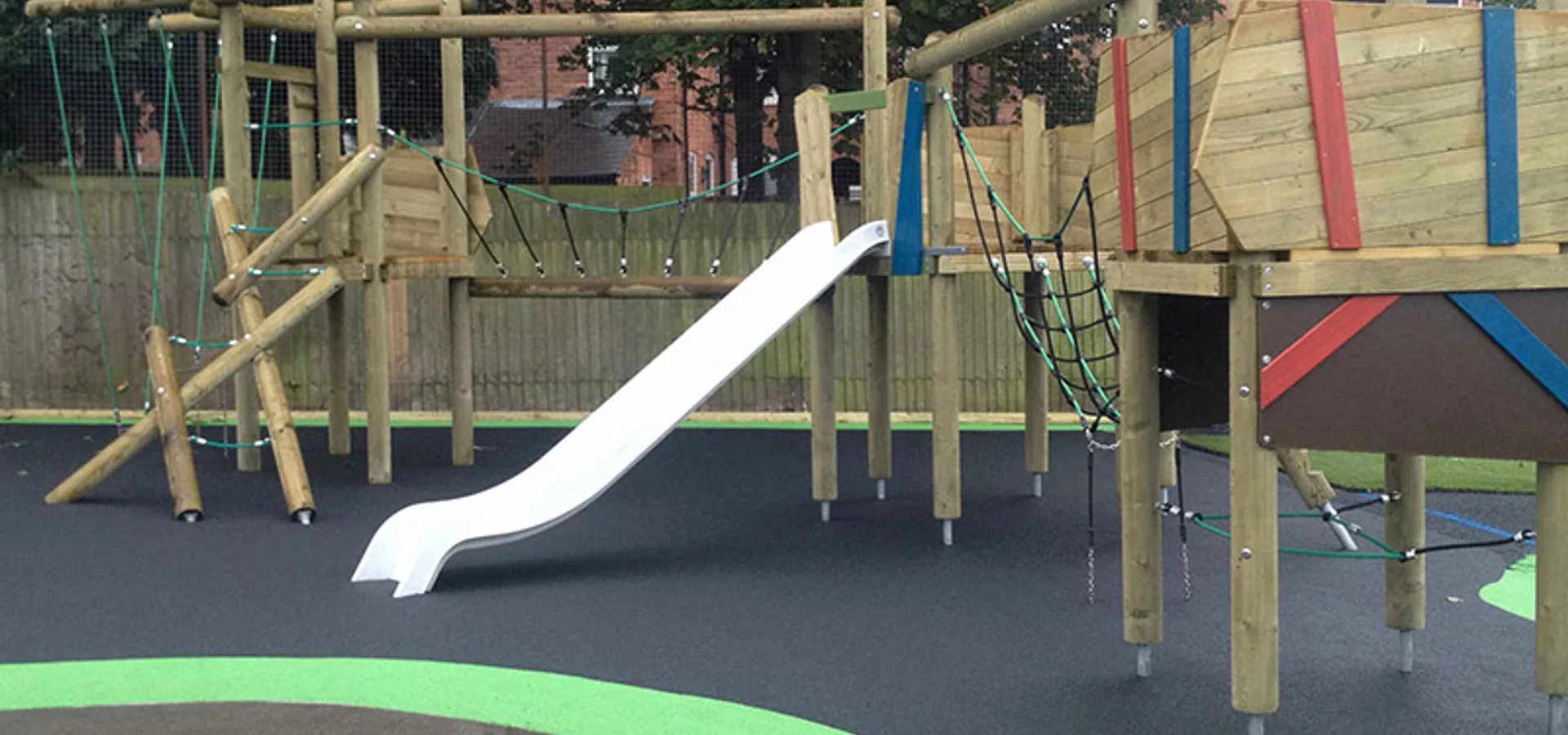 School playground surfacing with play markings
